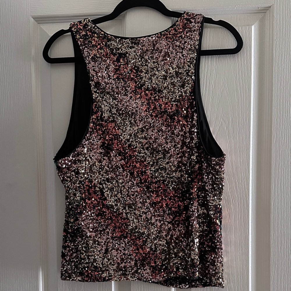 Bar III Sequin Tank Top - Black, Gold, and Pink - Picture 4 of 4